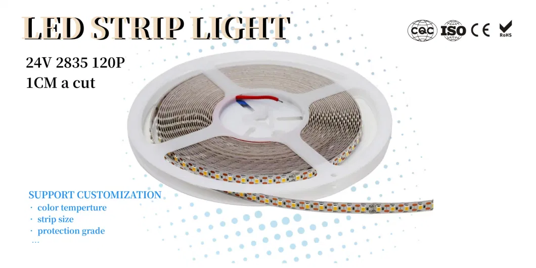 Arbitrary Clipping 2835 24V Ra>95 Kitchen Cabinets Light High Brightness Flexible LED Strip