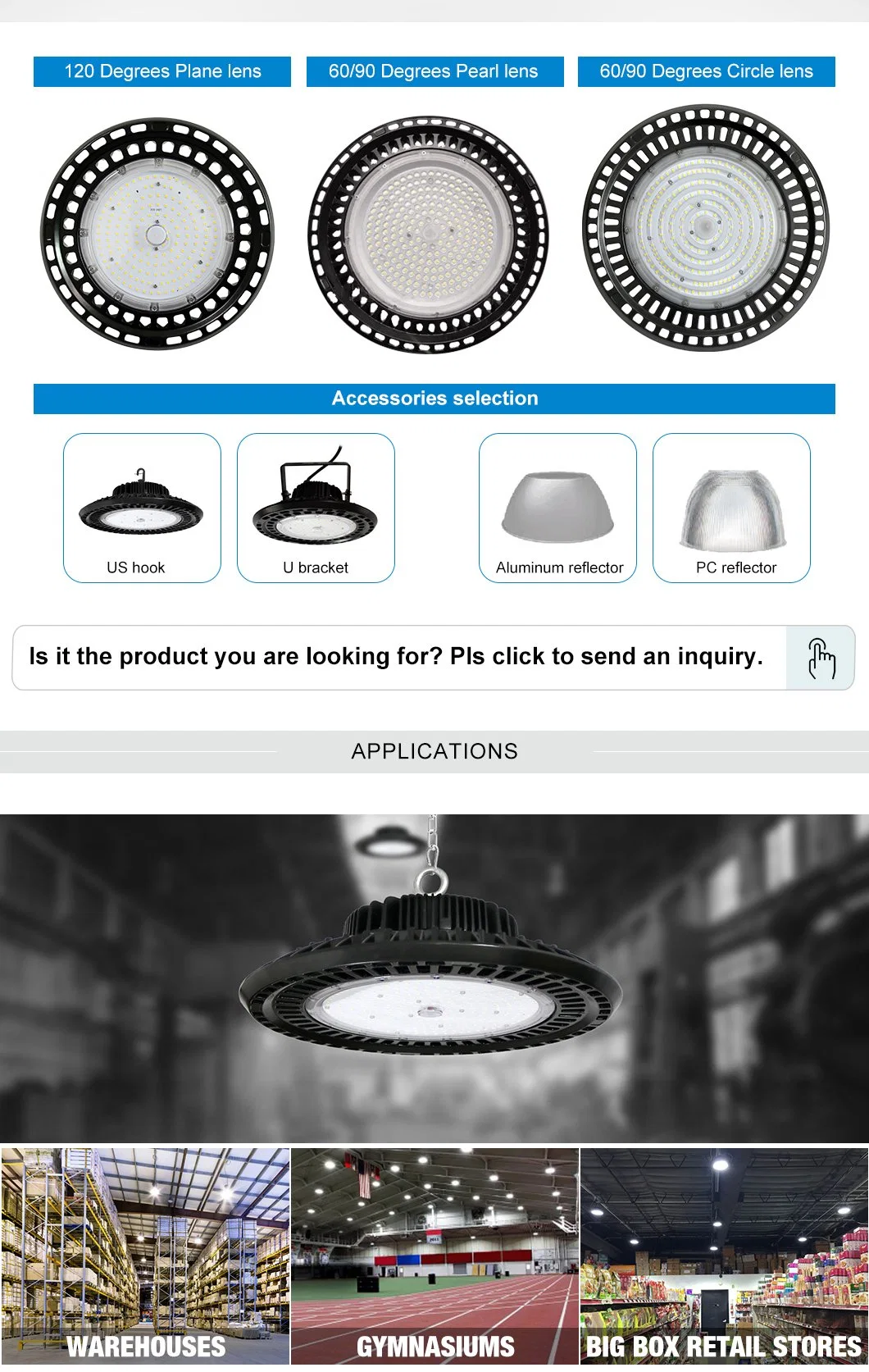 IP65 Industrial 60W 80W 100W 150W High Bay LED Lighting